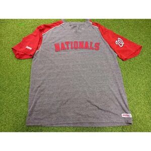 Washington Nationals Shirt Mens L Gray Red  Baseball V‎ Neck